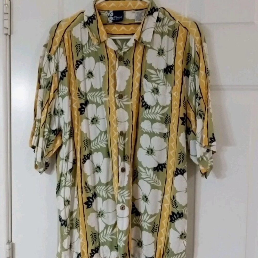 Bullhead Island Series Men’s Large Hawaiian Tropical Camp Shirt Vintage